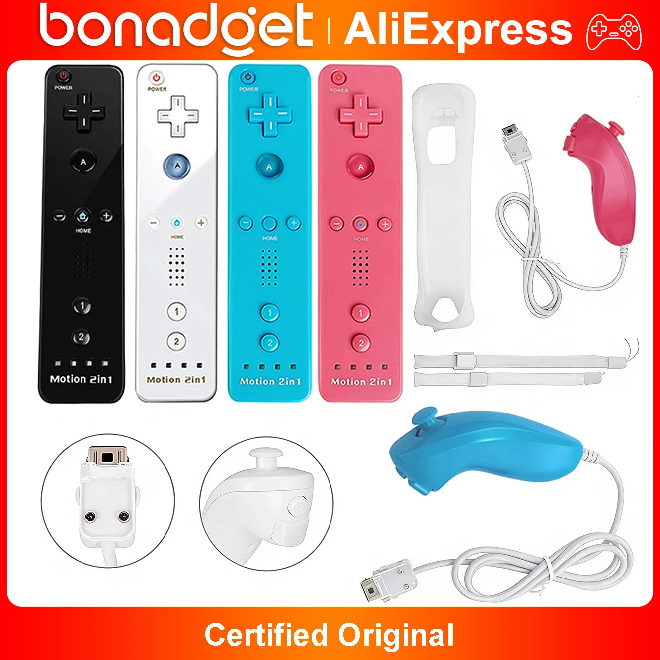 Controllers for Nintendo Wii/Wii U Left/Right 2in1 Motion Plus Controller Wireless Remote Control Gamepad Video Game Accessories
