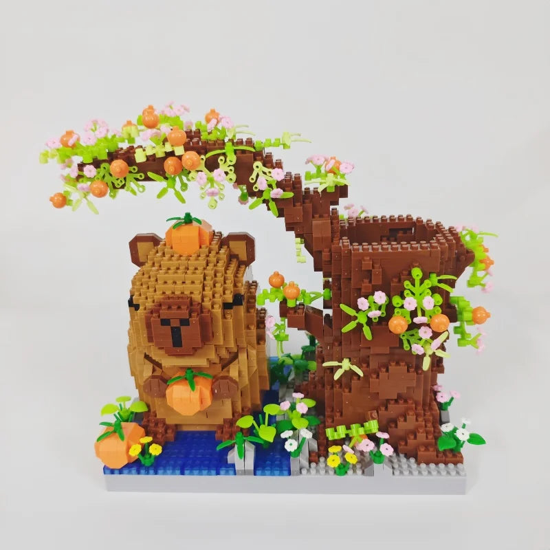 KNEW BUILT DIY Capybara Pen Holder Micro Mini Building Block Toy-Perfect for Students,Easy Assemble,Ideal Holiday Gift for Kids