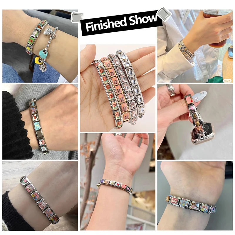 FUNIQUE-Aço Inoxidável Ouro Charme Links, Borboleta, Café, Vela, Barco, Italiano, Fits 9 milímetros Pulseira, Fazer Jóias, DIY