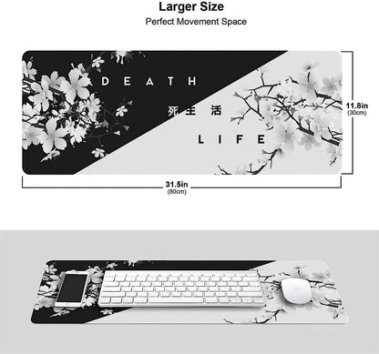 Black and White Cherry Blossom Gaming Mouse Pad 900x400 XL Extended Large Mouse Mat Desk Pad Non Slip Rubber Mousepad Gamer