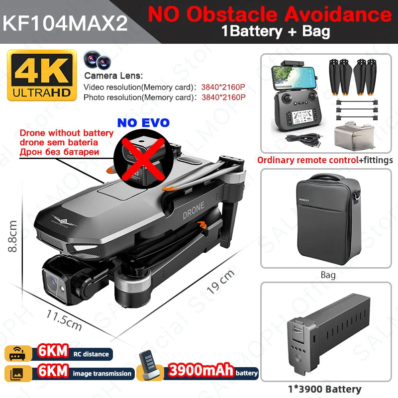 KF104 / KF104MAX2 Professional Drone With 4K Camera 3-Axis Gimbal WIFI 360 Obstacle Avoidance Touch Screen FPV Brushless RC Dron
