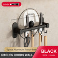 Wall Mounted Kitchen Hook Rack No-Punching Wall Hangers Rail Kitchen Utensils Rack Spoon Shovel Chopping Board Storage Rack