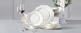 MALACASA LOTUS 16/32-Piece Nordic European White Porcelain Tableware Set with Bowl, Dinner, Dessert & Soup Plate Set for 4/8