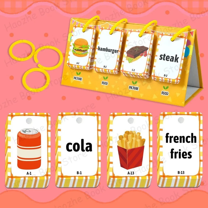 92Pcs Food Vocabulary Flashcards for Kids Double Side Parent-Child Interaction English Card Educational Learning Cards