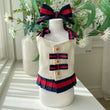 FATHIN Dog Princess Dresses Puppy Bow Knot Dress Luxury Pet Skirt Striped Dresses for Small Medium Cats
