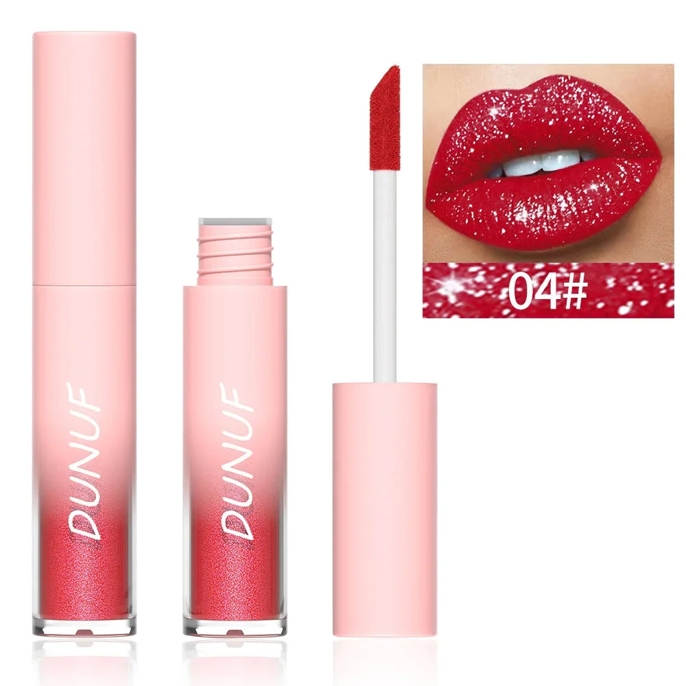 Lápiz labial líquido mate con brillo, resistente al agua, brillo de labios con efecto diamante, de larga duración, brillo de labios perlado, tinte labial para mujer, maquillaje cosmético, nuevo. 