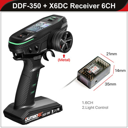 Control remoto digital DUMBORC 2.4G 10CH DDF-350, transmisor con receptor para coche, barco, tanque, sistema LCD FHSS