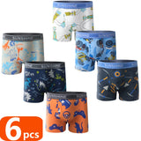 1/3/6 Pcs Boys Boxer Briefs Sets 2025 New Kids Cotton Underwear Boy Underpants Teenager Dinosaur Print Soft Children Panties