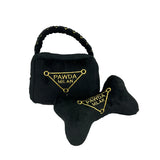 Black Luxury Designer Dog Toys Pet Birthday Gifts Puppy Chewing Accessory Handbag Bone Puppy Squeaky Toys
