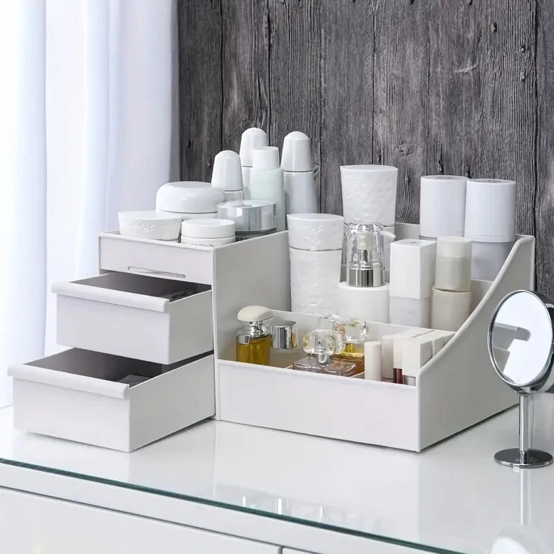 Caja de almacenamiento de cosméticos estilo cajón, tocador de escritorio, estante de clasificación de productos para el cuidado de la piel de lápiz labial