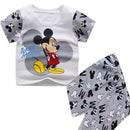Mickey Mouse Summer T-shirt Shorts Children's Short Sleeve Set Cotton Tees Tracksuits Boys Girls Clothes Casual Two Piece