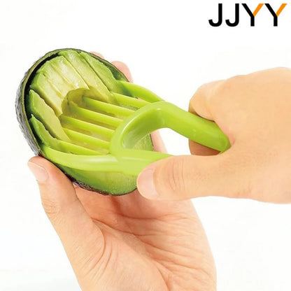 JJYY 3 en 1 Cortador de aguacate, descorazonador de manteca de karité, pelador de frutas, separador de pulpa, cuchillo de plástico, utensilios de cocina para verduras