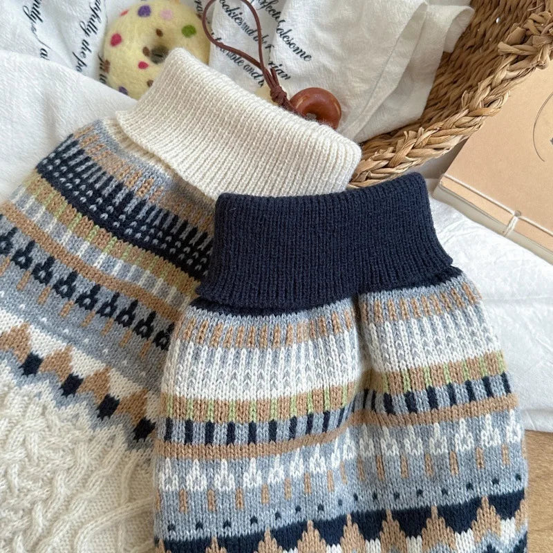 New Dog Black Beige Vintage Sweater for Small Medium Dog Christmas Halloween Day Wear Sweater Pullover