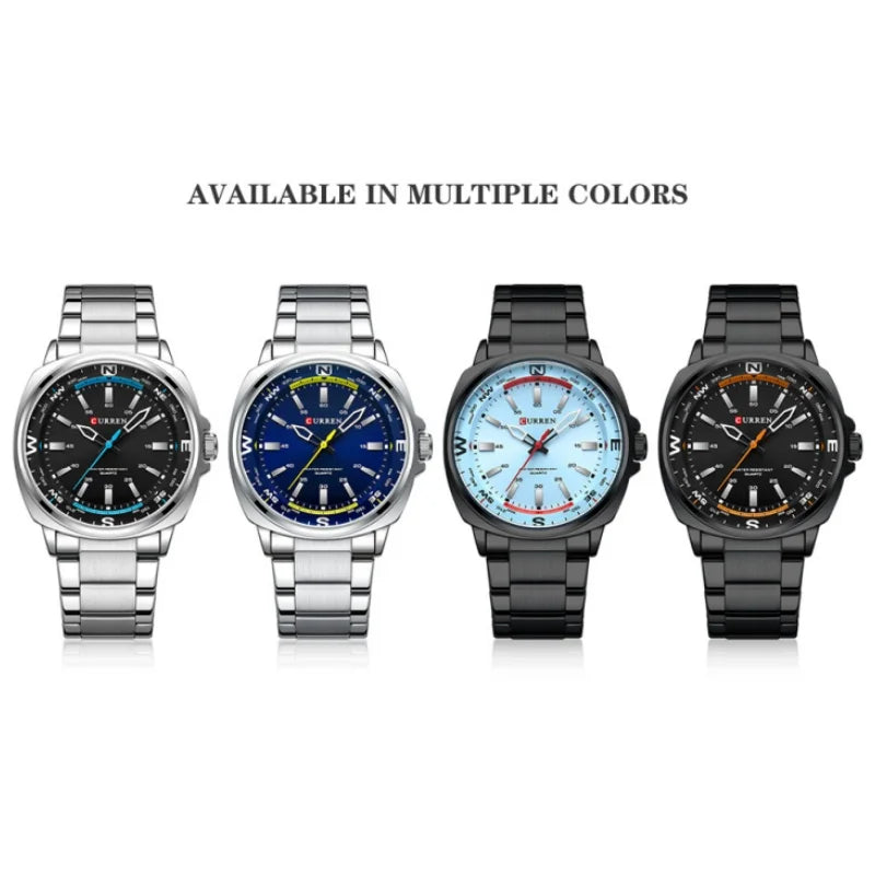 CURREN 8455 Men's Quartz Watch Large Dial Waterproof Stainless Steel Strap Casual Business Elegant Watches for Men Reloj Hombre