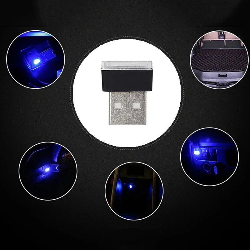 Mini Car Interior Ambient Lights Atmosphere Lamp USB LED Car Lights PC Car Decoration Light Plug and Play Decor Lamp Lighting