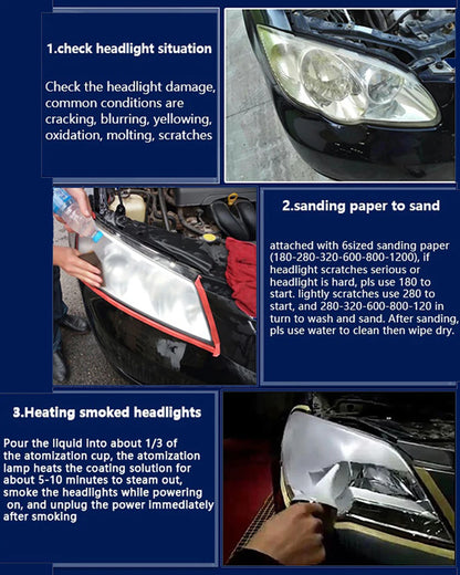 Kit de restauración de pulido de faros de coche de 12 V Herramienta para el cuidado de faros automotrices Restauración de faros de coche Líquido Restaurador de faros