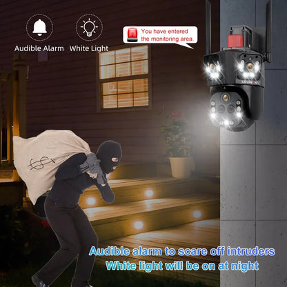 LS VISION 10K Outdoor WiFi Camera 20X Zoom Three Screen CCTV External IP Cam 20MP Security Ai Tracking Video Surveillance Camera
