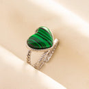1pc Green Turquoise Ring Hippie Stainless Steel Silver Color Charm Opening Adjustable Ring Women Chunky Bohemian Party Jewelry