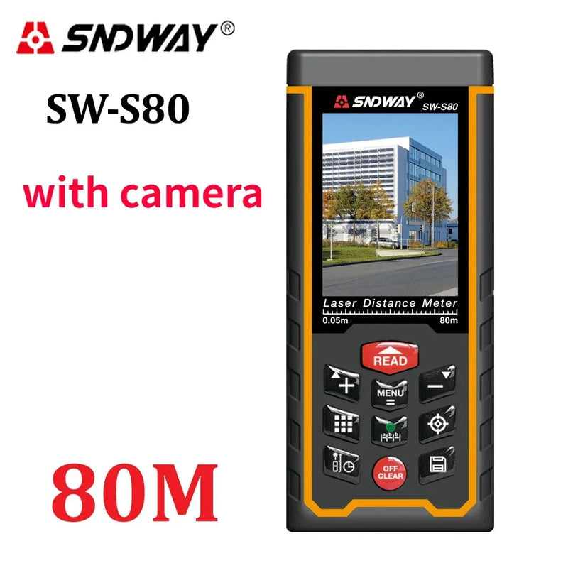 SNDWAY Laser Distance Meter Tape measure Digital Camera Function Laser Range Finder Tape Angle Rangefinder measure Tool