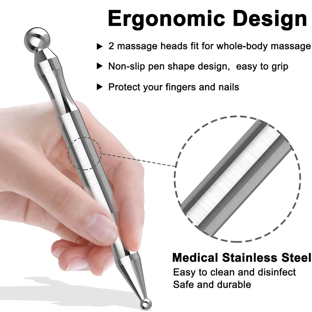Auricular Acupuncture Point Probe Massage Tool Painless Stainless Steel Portable Acupoint Detecting Pen Facial Reflexology Tool