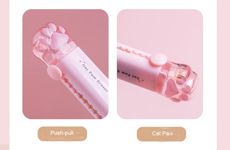 1Pcs Kawaii Push-pull Design Cat Paw Rubber Erasers Student Correction Tool Kids School Office Supplies Gift Creative Stationery