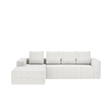 Cloud-shaped corner sofa with L-shaped chaise lounge, suitable for living room and bedroom, no assembly required.