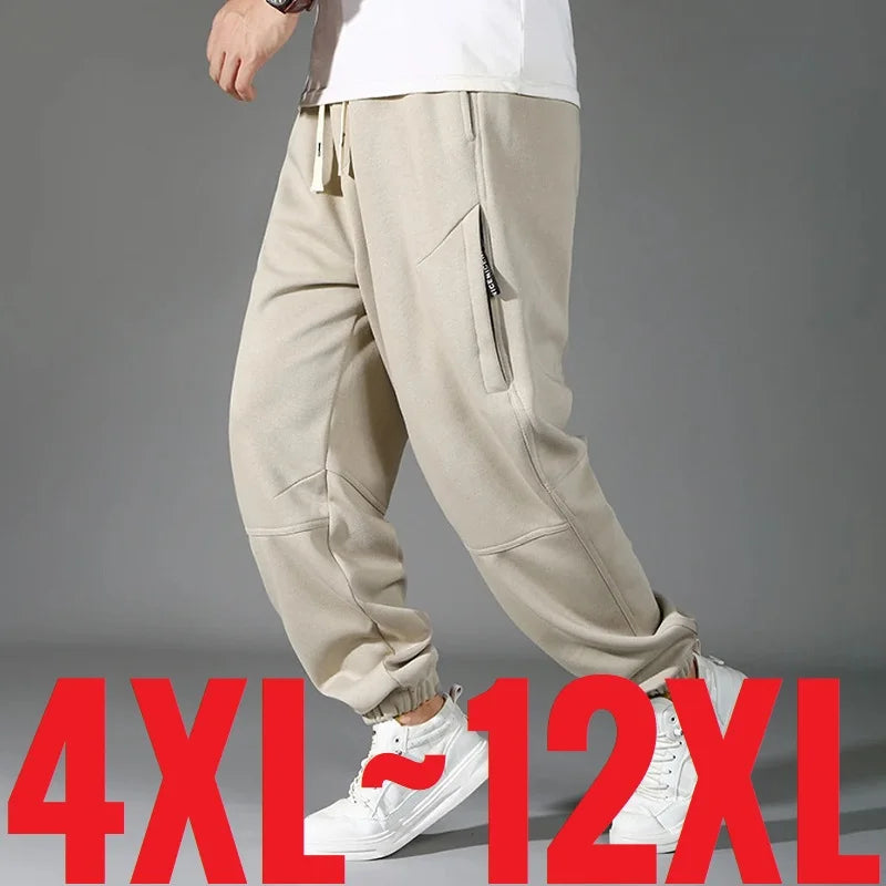 Calças masculinas de tamanho extra grande cintura elástica solto ajuste jogger masculino primavera mais grande moletom gordura 12xl calças esportivas baggy 10xl 9xl