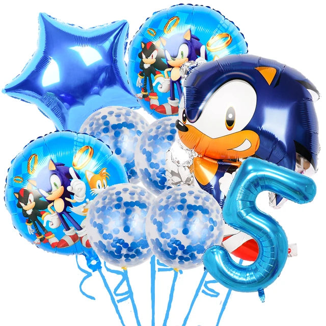 Sonic the Hedgehog Fontes do partido, Foil Balões, Látex Balões Kit, Decorações de aniversário, Balões Número, Decoração Presentes, 32"