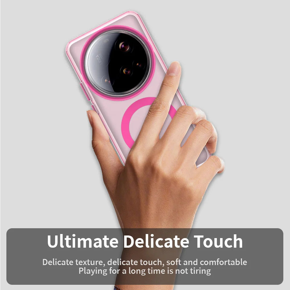 Matte Clear Magnetic Wireless Charge Magsafe Case For Xiaomi 15 Ultra 14T Pro Civi4 Military Armor Shockproof Candy Color Cover