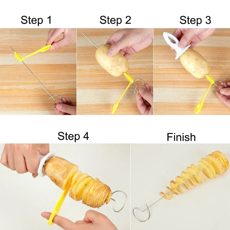 Spiral Potato Cutter Twisted Slice Potato Tower Whirlwind Potato Cut Diy Creative Fruit And Vegetable Spiral Slicer For Kitchen
