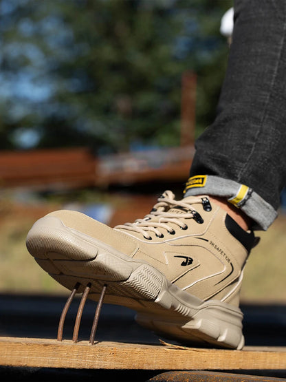 Steel Toe Safety Shoes Men, Anti-Puncture Anti-Smash Non Slip Industrial Work Boots Lightweight Kevlar-Midsole Protective Shoes