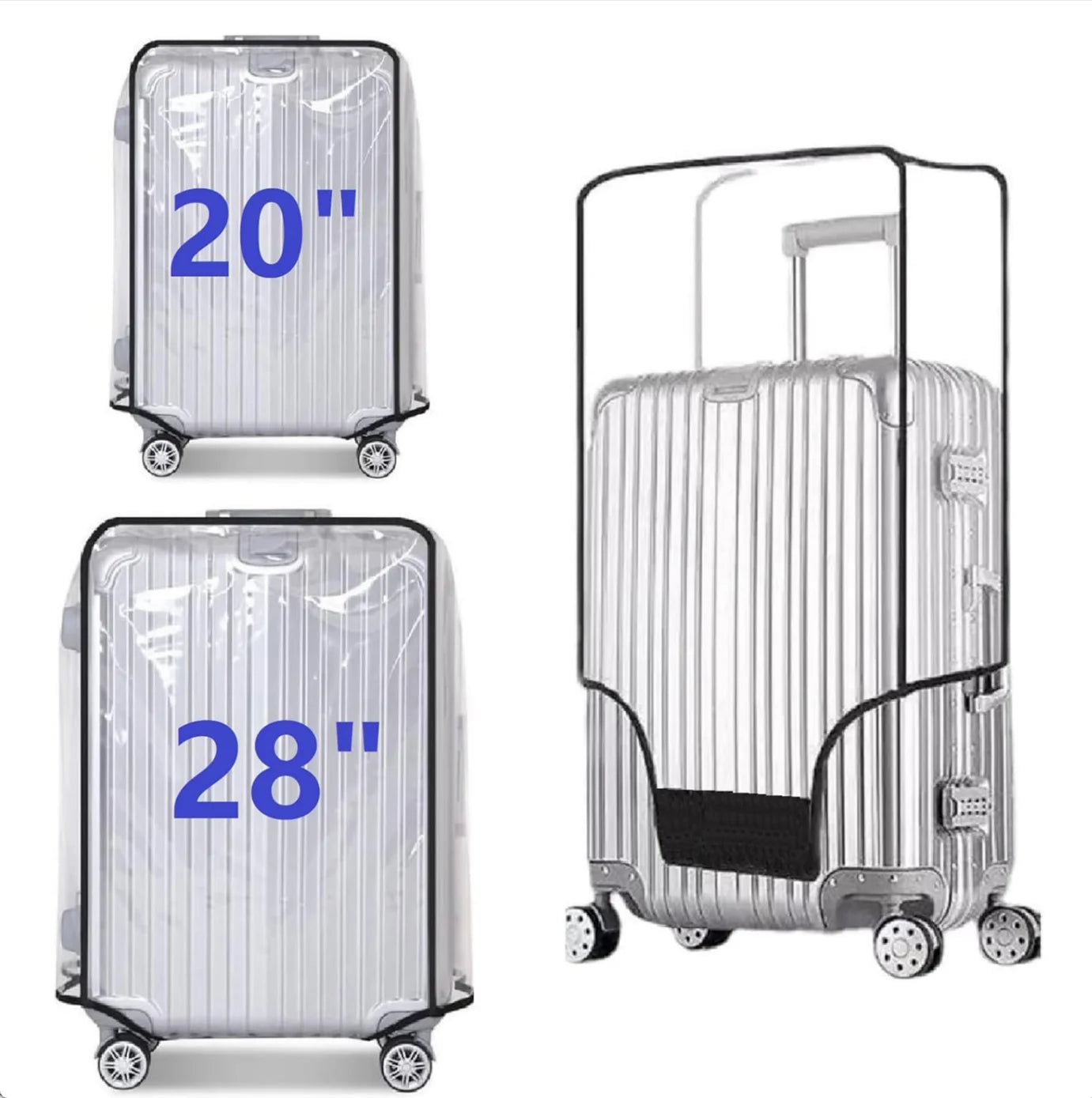 Waterproof Wheeled Suitcase Dust Cover Clear PVC Suitcase Cover Protectors Transparent Luggage Covers Dustproof Travel Sleeve