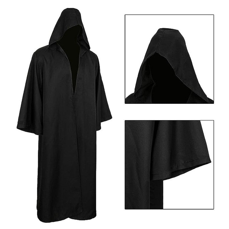 Capa de Halloween, máscara de médico de la peste, disfraz de Cosplay, Camisa larga de hechicero, bata negra con capucha, conjunto de disfraz de vacaciones para adultos y niños