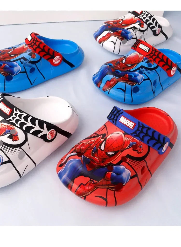 Disney Children's Slippers Summer Boys Spiderman Slipper Anti-slip Hole Kids Beach Shoes Soft Bottom Toddler Home Slipper