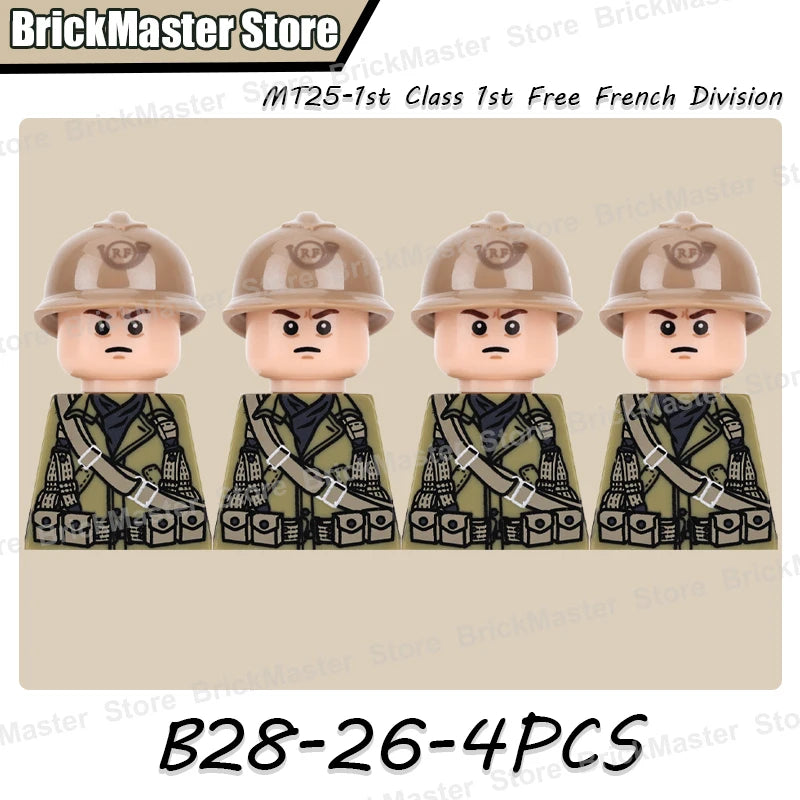 WW2 French Soldier Figure Building Blocks Military War Weapon Medical Officer Army Infantry Warrior Cavalry Gun Bricks Toy Gifts
