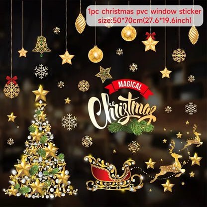 Christmas Window Stickers for Kids Room, Wall Decals, Merry Christmas Decorations for Home, New Year 