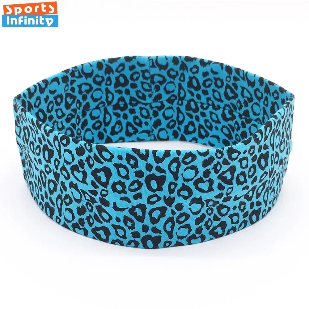 Fashion Leopard Print Sports Headband Yoga Headband Women's Fitness Elastic Cotton Sweat-Absorbing Headscarf Athletic Headwear
