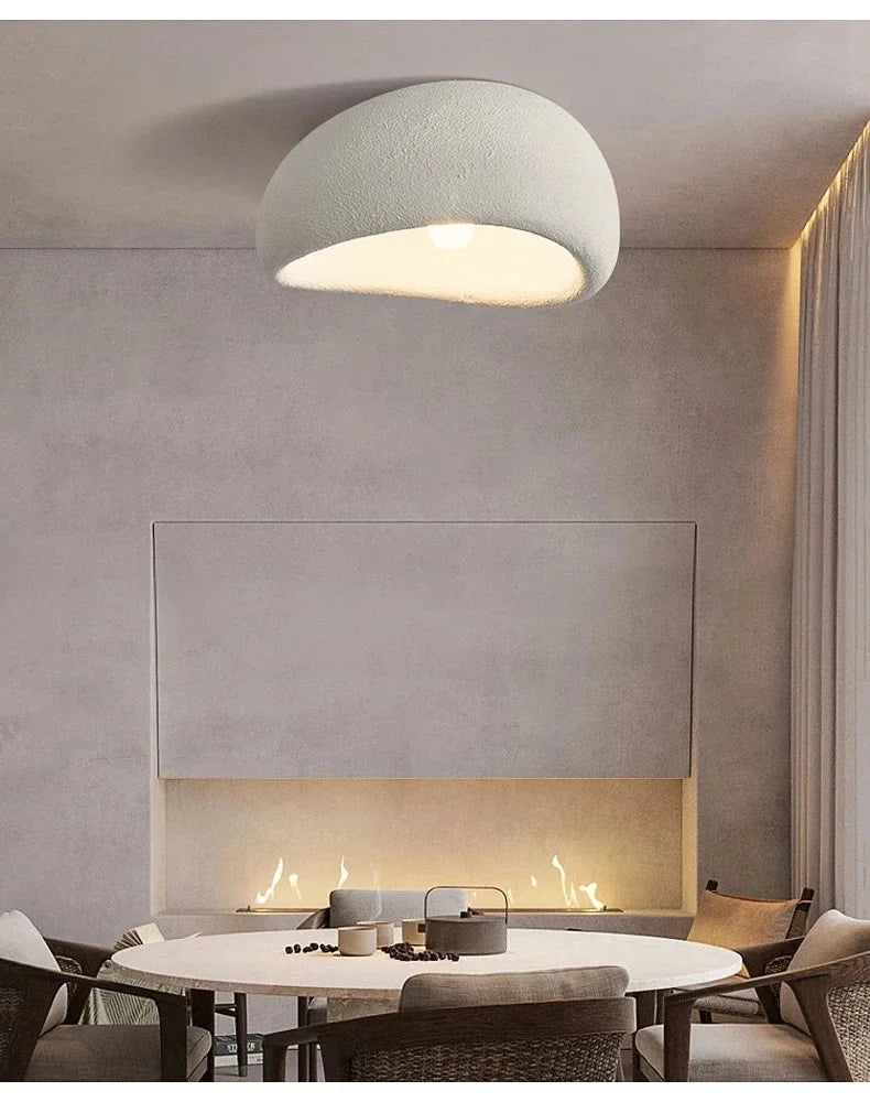 Nordic Wabi Sabi LED Ceiling Lamps Minimalist Cream Style Living Room Bedroom Ceiling Light 45/52/60/70cm Home Decor Chandeliers