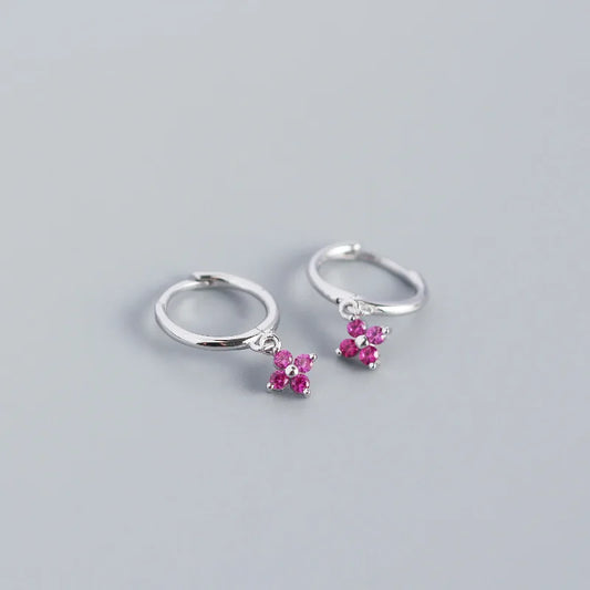 Pendientes florales de plata de ley 925 para mujer, con incrustaciones de circonitas, accesorios de boda, temperamento dulce. 