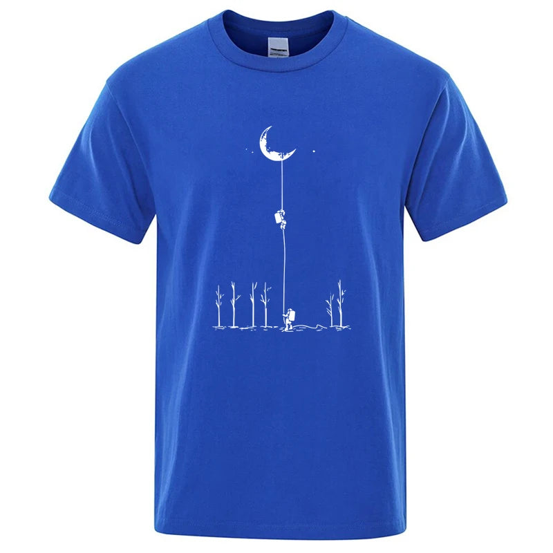 Summer Men's High Quality 100% Cotton Cool Funny Astronaut Print Casual Loose O-neck for Men T-shirt Male T-shirt Hip Hop Tee