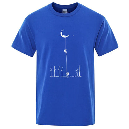 Summer Men's High Quality 100% Cotton Cool Funny Astronaut Print Casual Loose O-neck for Men T-shirt Male T-shirt Hip Hop Tee