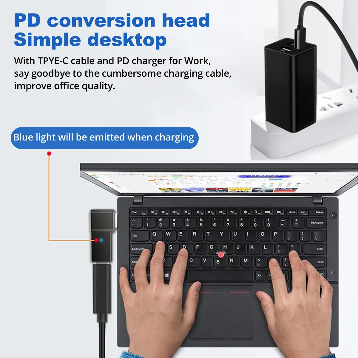 PD 100W USB Type C Female to DC Male Adapter For Lenovo Thinkpad USB-C Fast Charging Cable Converter Square PD Plug