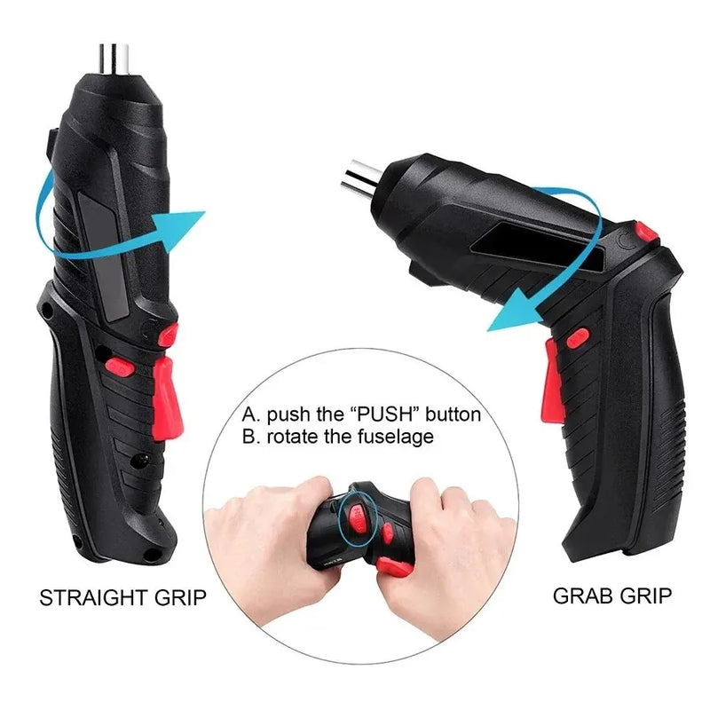 3.6V Screwdriver Kit Rechargeable Lithium Battery Cordless Electric Screwdriver Drill Kit Folding Home Power Tools