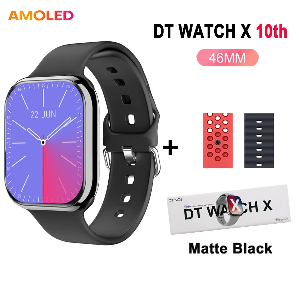 DT Watch 10 Smartwatch DT Watch X AMOLED 46mm Screen Video Play Local Music 4GB NFC ChatGPT Compass Smartwatch For Apple Android