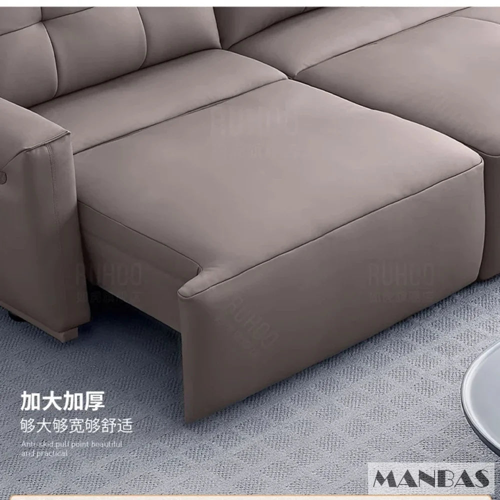 MINGDIBAO Electric Convertible Sofa Bed Italian Genuine Leather Sleeper Couch Multifunction Folding Sofas Beds for Cinema Room