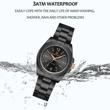NAVIFORCE Women Watches Stainless Steel Sports Fashion Watch Waterproof Ladies Classic Wrist Watch Simple Luminous Girl Clock