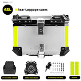 KEMIMOTO 45L/55L/65L Motorcycle Aluminum Case Tail Box Trunk with backrest Universal Top Tail Rear Luggage Tool Storage Box