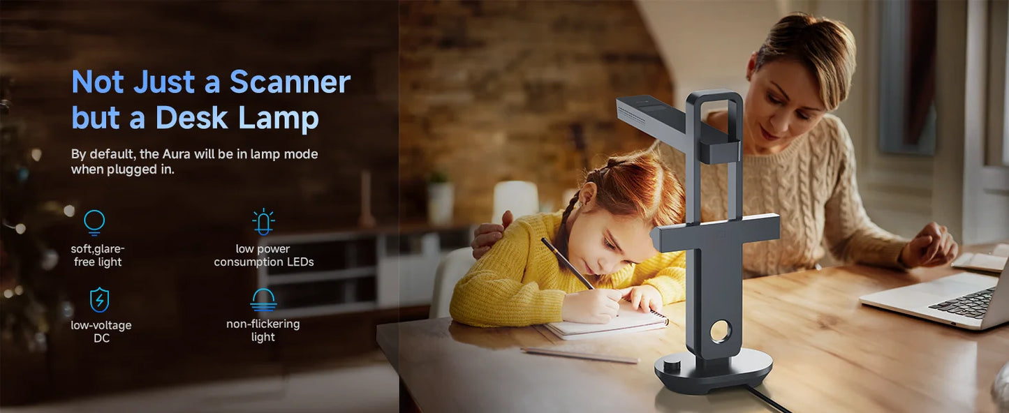 CZUR Aura Pro Portable Book Scanner Document Max A3 Size with Smart OCR Led Table Desk Lamp for Family Home Office