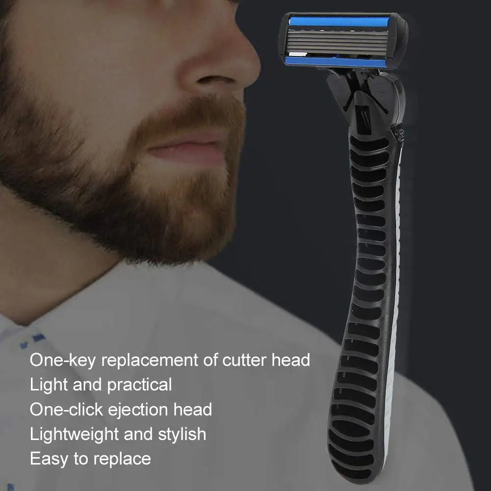 Afeitadora manual con cabezal de 6 capas, cuchilla clásica de doble filo de acero inoxidable, afeitadora de seguridad para barba y bigote.