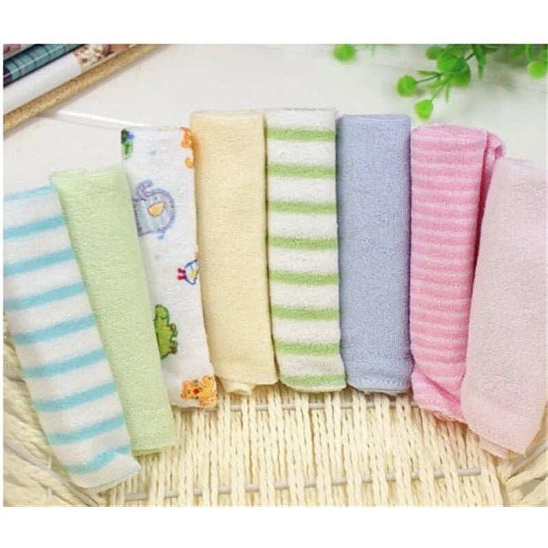 8PCS Baby Washcloths Set, Soft Absorbent Organic Cotton Washable Saliva Towel Face Wipes, Newborn Bath Face Towel Random Color